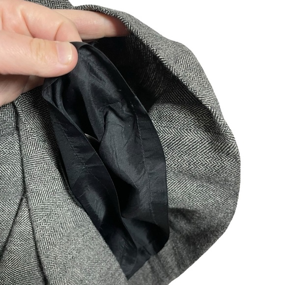 VINTAGE Banana Republic Wool Herringbone Pleated Neck Sheath Dress Grey Size 2 - Picture 10 of 12